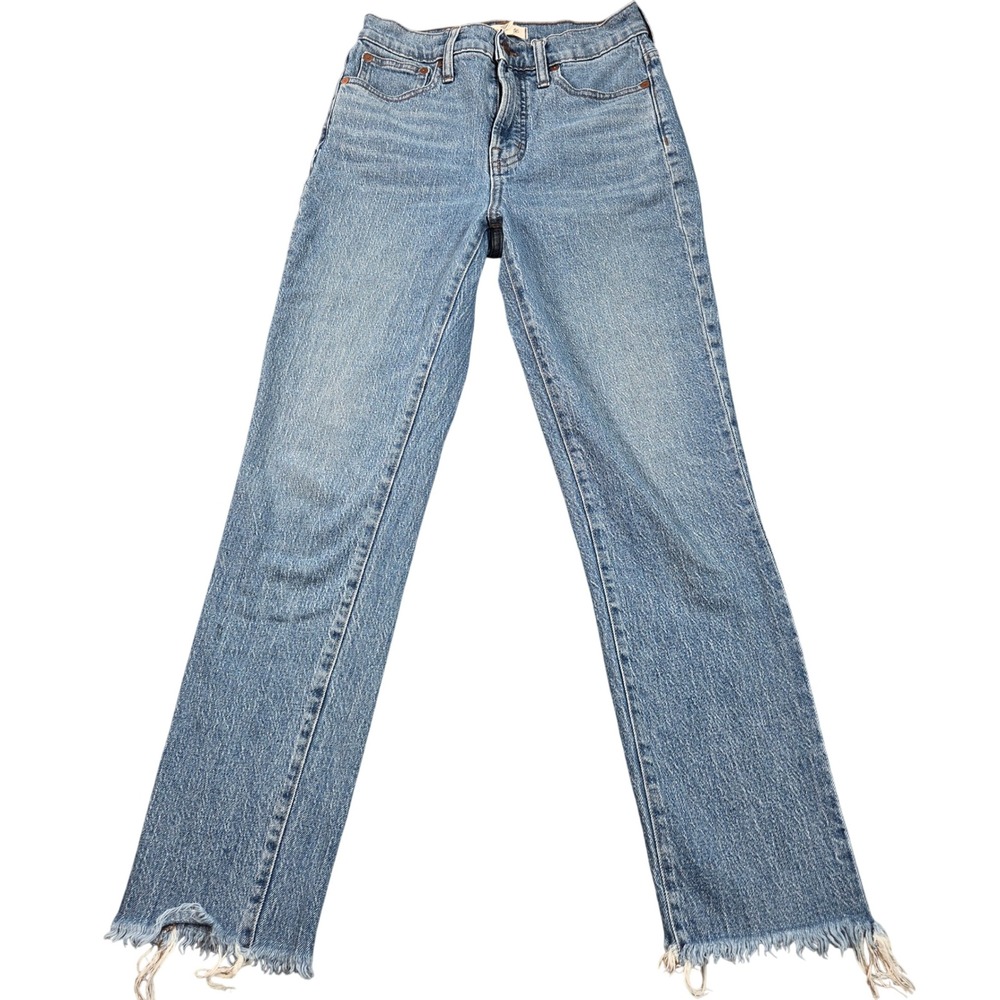 Madewell The Perfect Vintage Jean Womens 26 Blue High Rise Raw Hem Light Wash